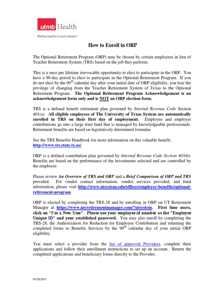 How To Enroll in ORP: List of Approved Providers | PDF