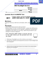 JOB SHEET A6E2 Headlight Service: A6/U8/L2 Lighting Systems Diagnosis and Repair