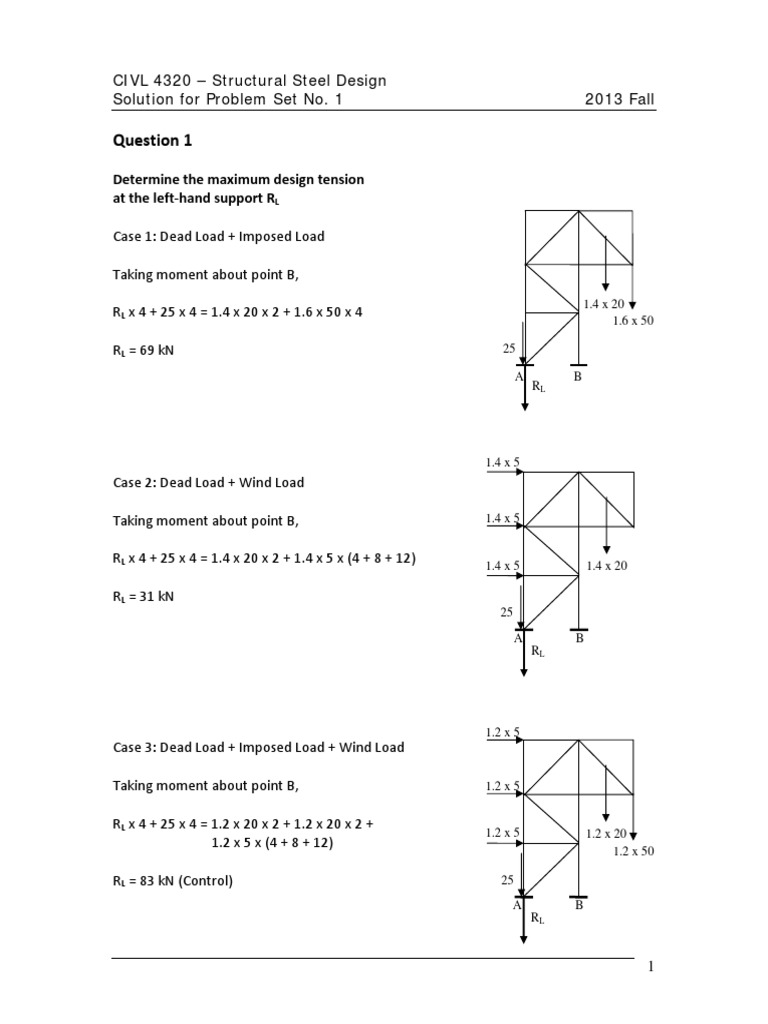 CIVL4320 Assignment+1+Solution+-+2013 | PDF | Structural Load | Civil ...