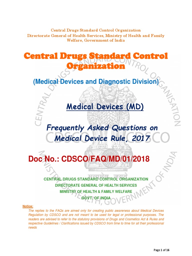 FAQs on India's Medical Device Rules 2017 | PDF | Medical Device | License