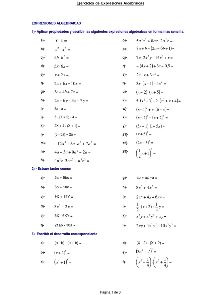 Ejercicios Resueltos de Expresiones Algebraicas | PDF | Matemáticas
