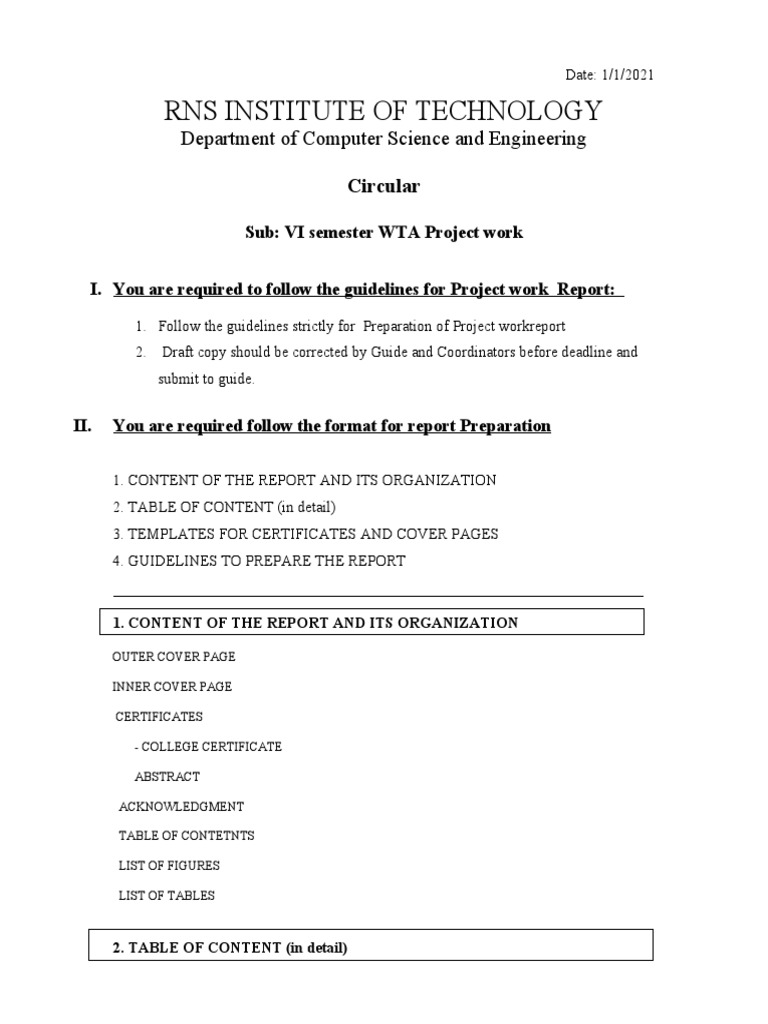 WTA Project Report Guidelines - 2021 | PDF | Computing | Computer Science