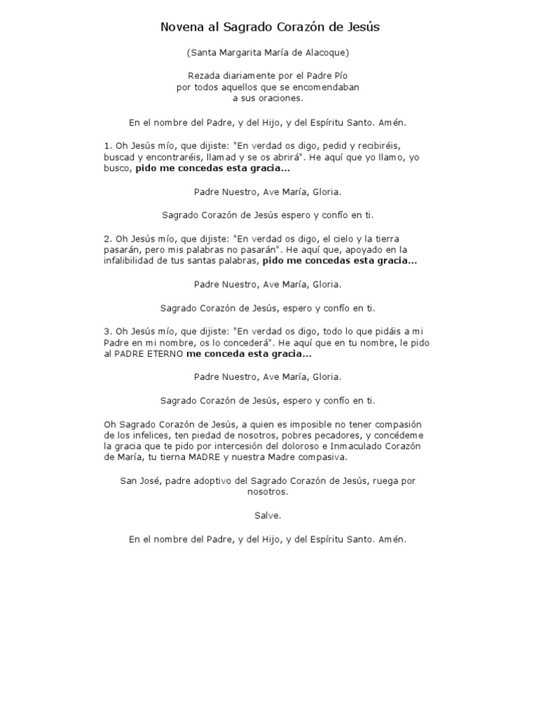 Novena Al Sagrado Corazón de Jesús | PDF | Religión y espiritualidad ...