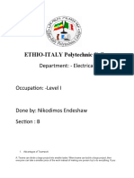 ETHIO-ITALY Polytechnic College: Department: - Electrical