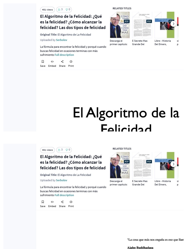 PDF El Algoritmo de La Felicidad Que Es La Felicidad Como Alcanzar La ...