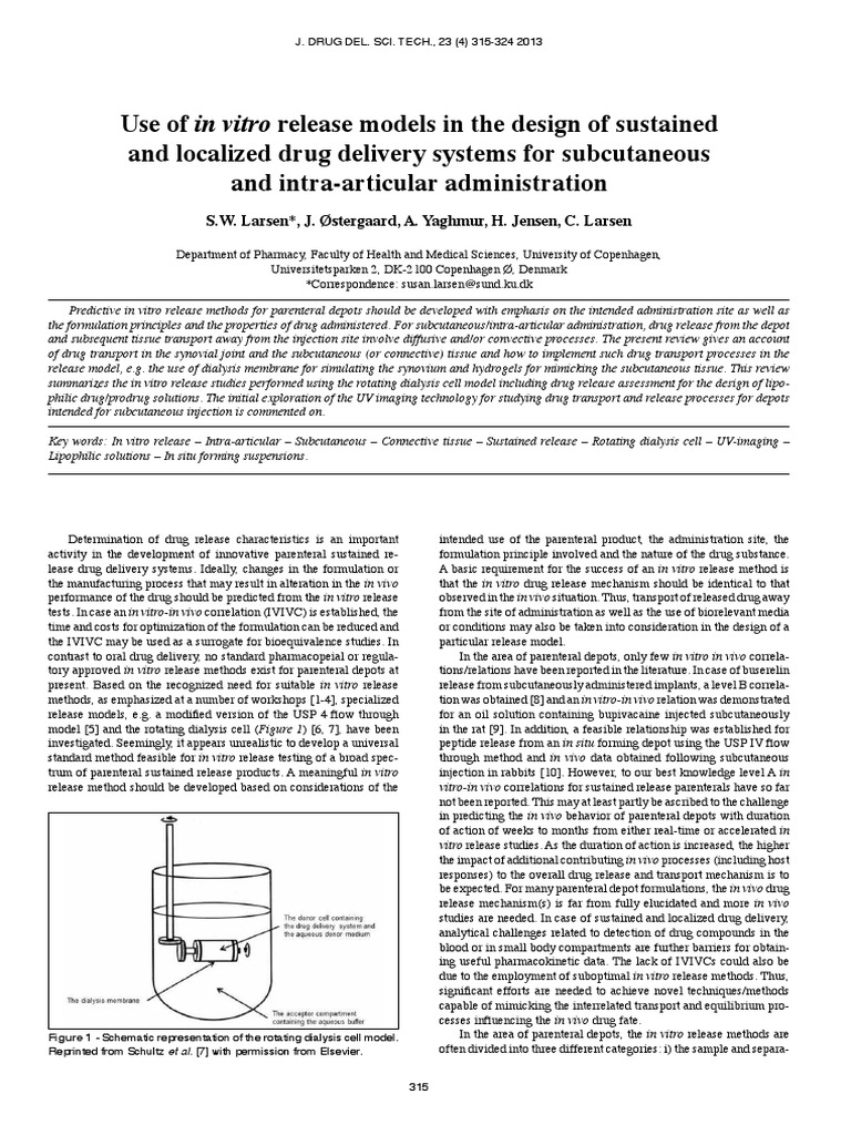 In Vitro Release Models for Drug Delivery | PDF | Injection (Medicine ...