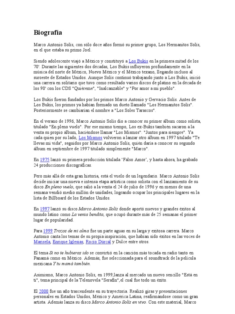Biografia Marco A S Ocio Entretenimiento General
