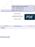 6.241 Dynamic Systems and Control: Lecture 7: State-Space Models Readings: DDV, Chapters 7,8