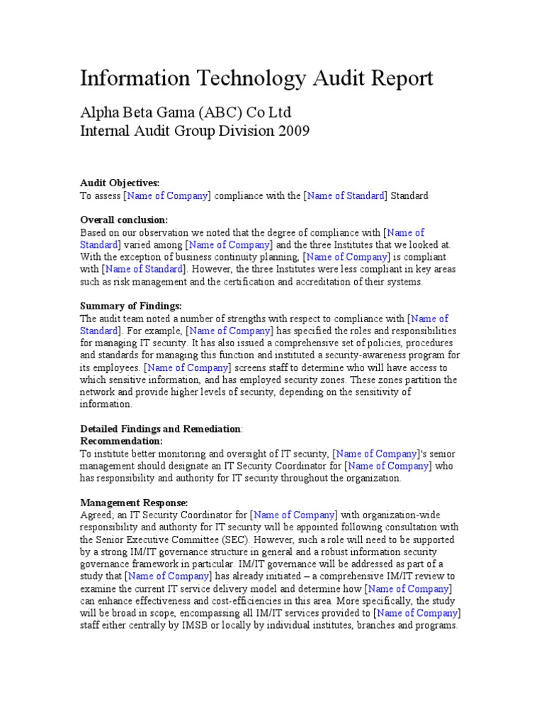 IT Audit Report and Remediation Plan | PDF | Information Security ...