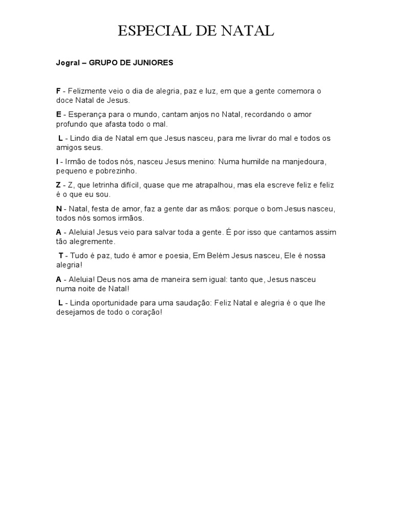 Jogral Infantil de Natal: Alegria e Luz | PDF | Arte | Poesia