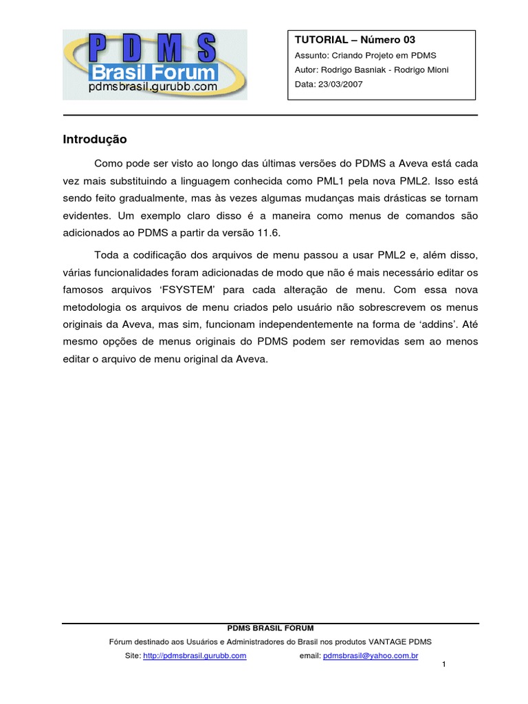 03 PDMSBrasil Forum Tutorial Criando Menus No PDMS Download grátis