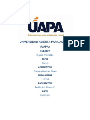 Universidad Abierta para Adulto (UAPA) : English lV-ING204, PDF, Epidemiology