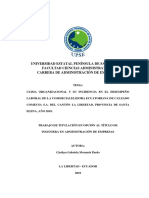 Estudio clima organizacional COMECSA S.A. y desempeño laboralTÍ