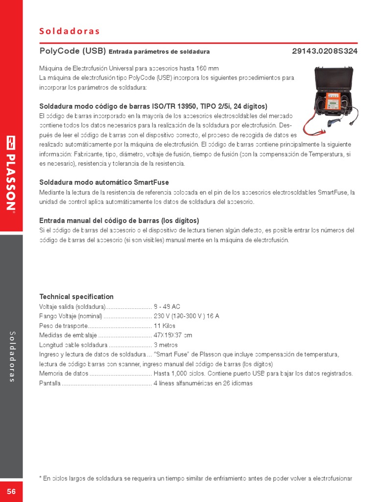 Máquina Electrofusión PolyCode USB | PDF | Soldadura | Construcción