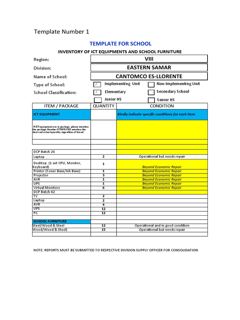 School ICT Equipment Inventory Template | PDF | Laptop | Office Equipment