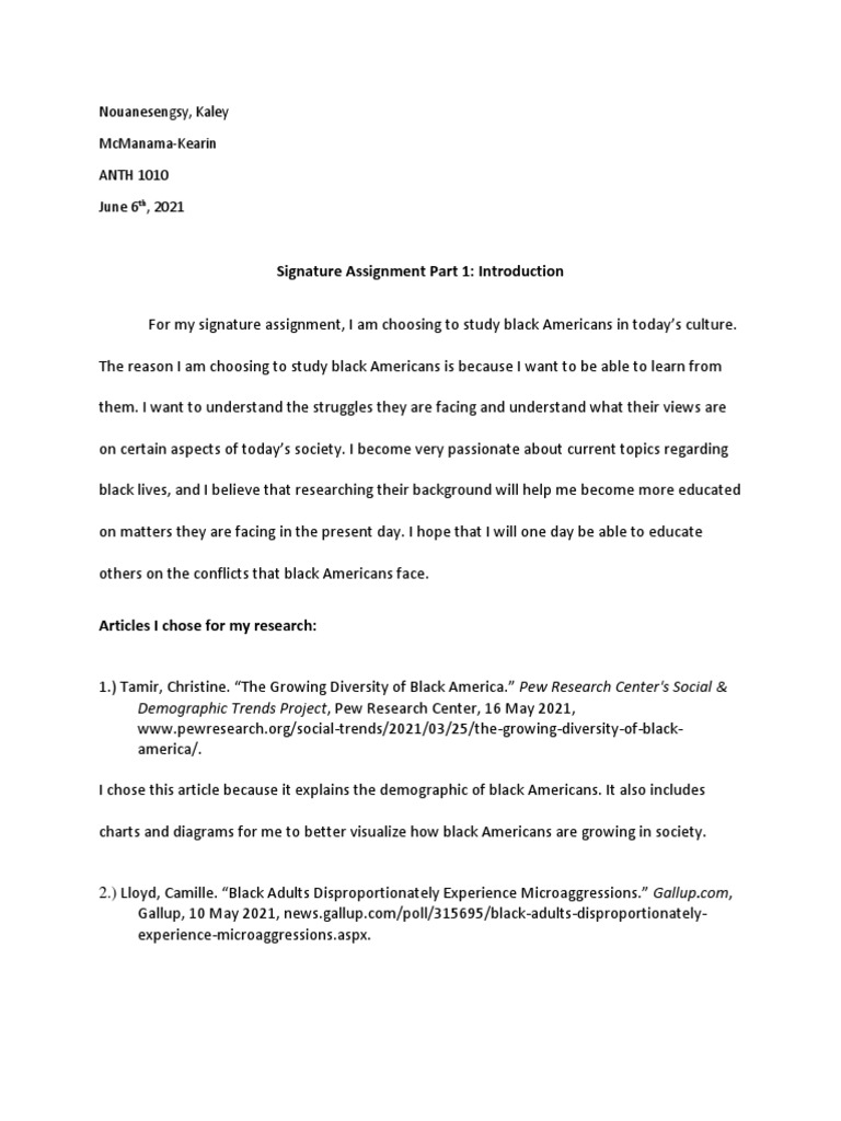 Signature Assignment Part 1 | PDF | Social Science