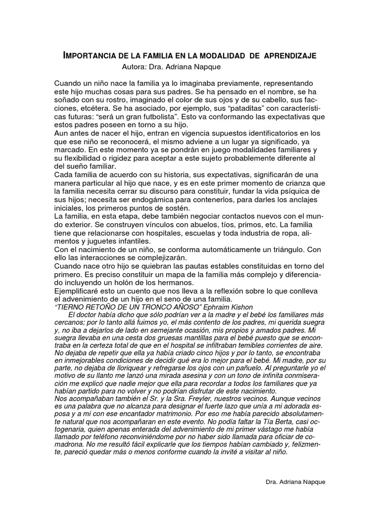 Rol de la familia en el aprendizaje infantil | PDF | Aprendizaje | La ...
