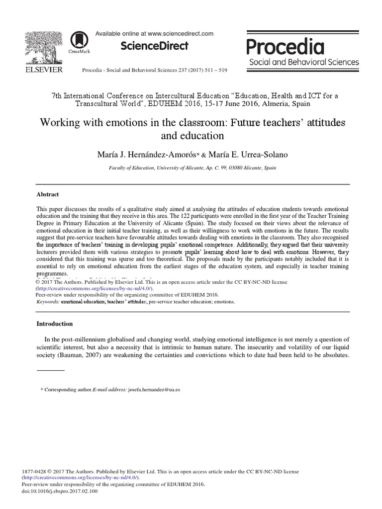 Working With Emotions in The Classroom Future Teac | PDF | Teachers ...