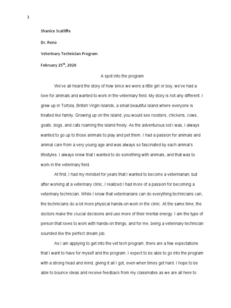 Vet Tech Application Essay | PDF | Wellness