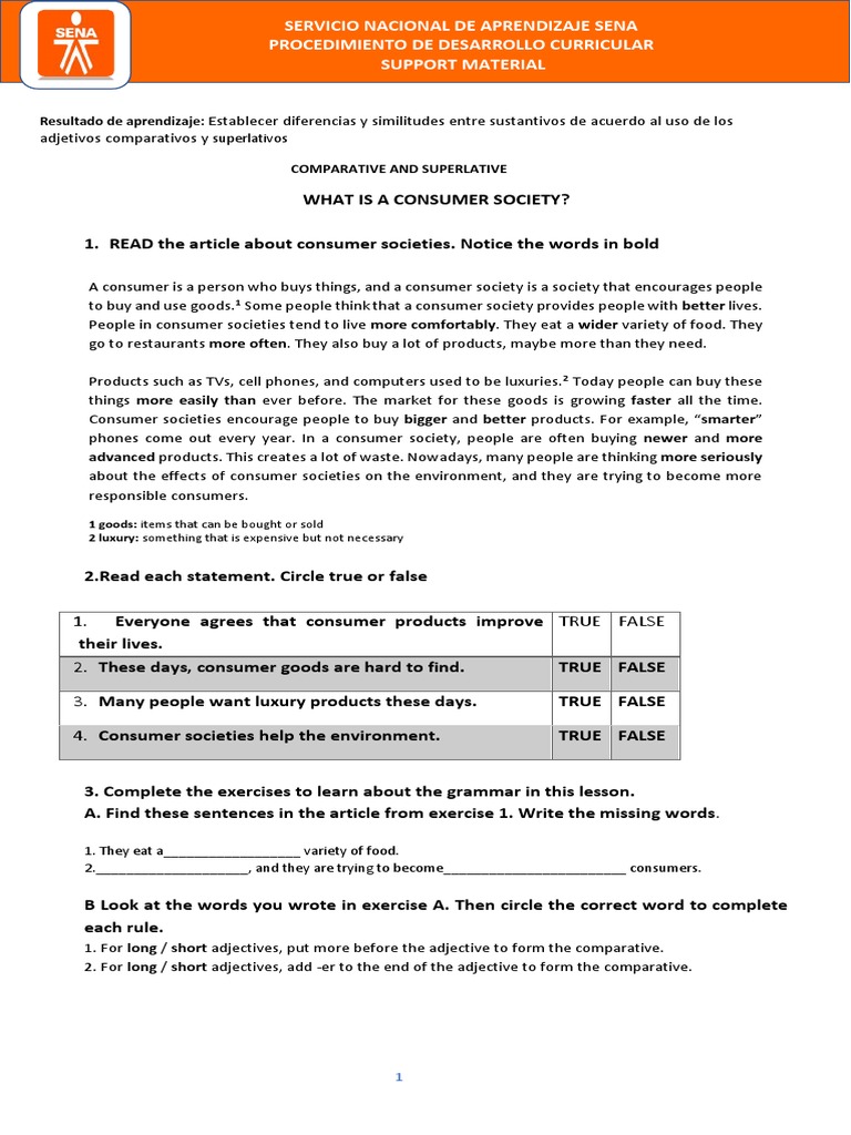 Activity 3. COMPARATIVE AND SUPERLATIVE | PDF | Consumerism | Mount Everest