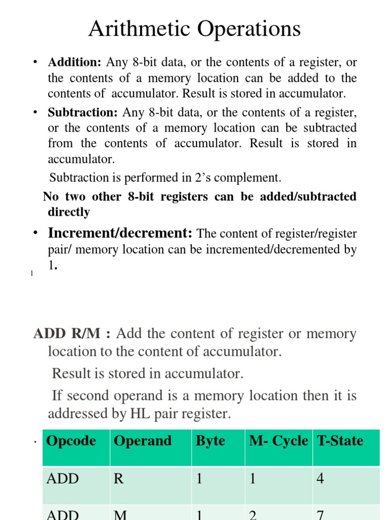 Arithmetic Instruction PDF Computer Architecture Integrated Circuit