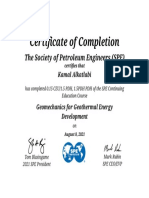Certificate of Completion: The Society of Petroleum Engineers (SPE)