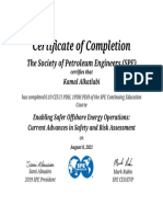 Certificate of Completion: The Society of Petroleum Engineers (SPE)
