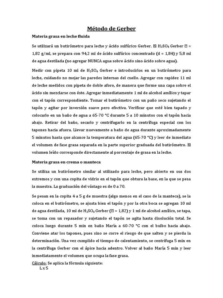 Metodo de Gerber | PDF | Lípido | Ácido Graso Omega 3