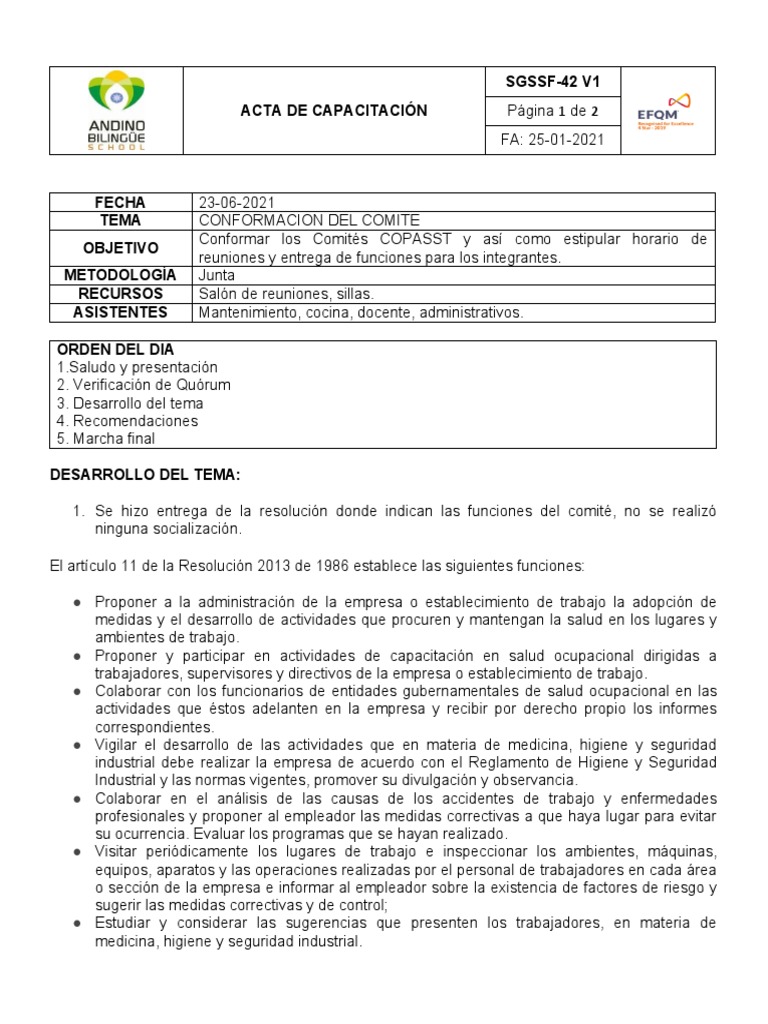 ACTA | PDF | Seguridad y salud ocupacional