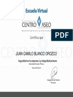 Certificado - Seguridad - en - La - Empresa - La - Integridad - Primero - Juan Camilo Blanco Orozco