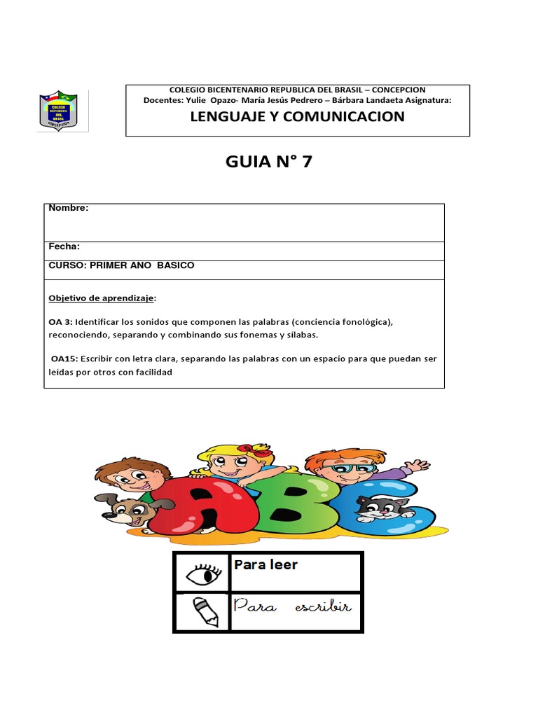 Conciencia Fonológica y Escritura Básica | PDF | Artes del Lenguaje y ...
