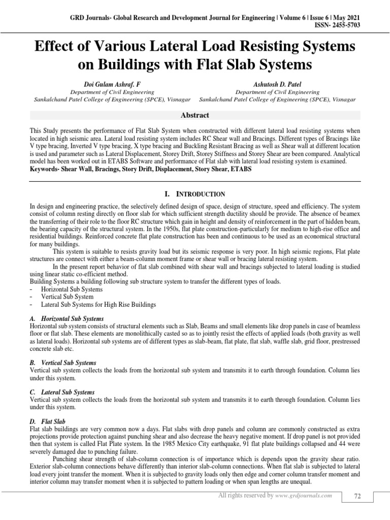 Lateral Load Systems for Flat Slabs | PDF | Wall | Earthquake Engineering