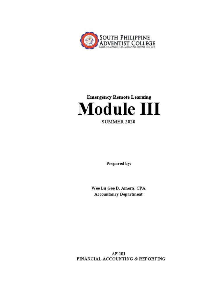 Ae 101 Module 3 Lessons 1 2 Pdf Debits And Credits Receipt
