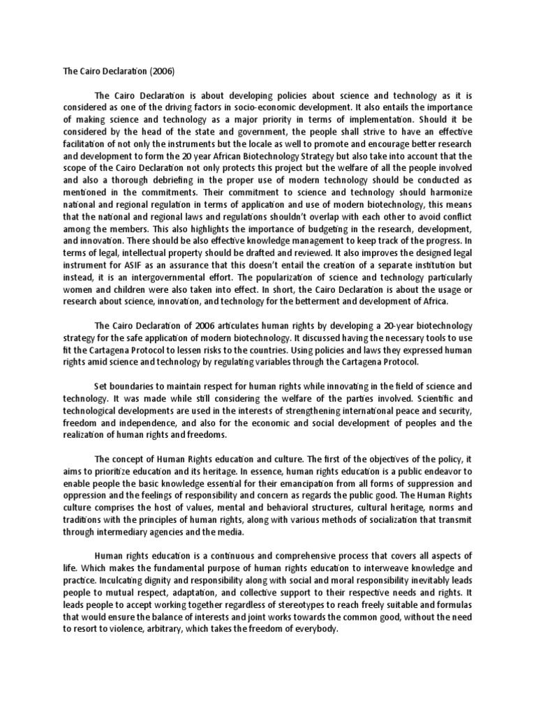 The Cairo Declaration Abc Pdf Human Rights Rights