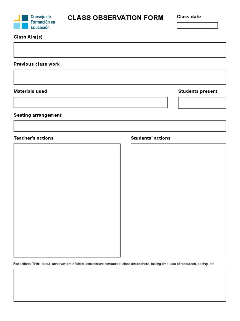 CT Class Observation Form | PDF