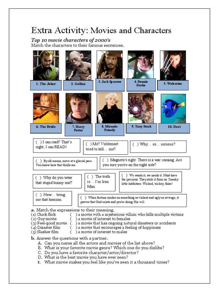 Extra Activity:: Movies and Characters | PDF