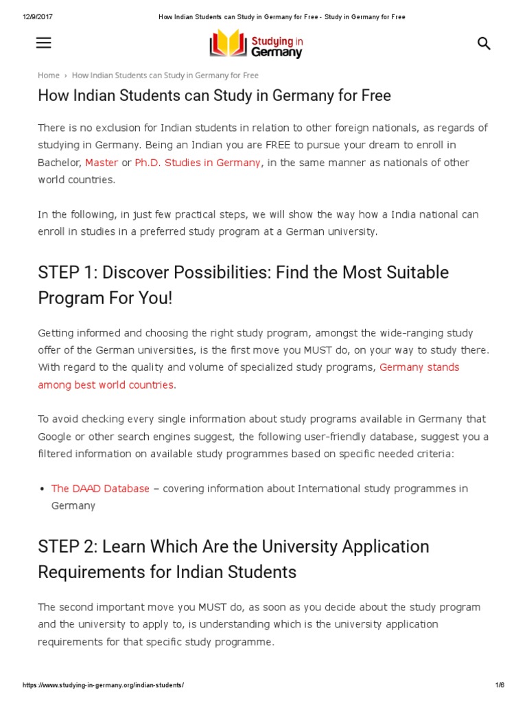 How Indian Students Can Study in Germany For Free - Study in Germany ...
