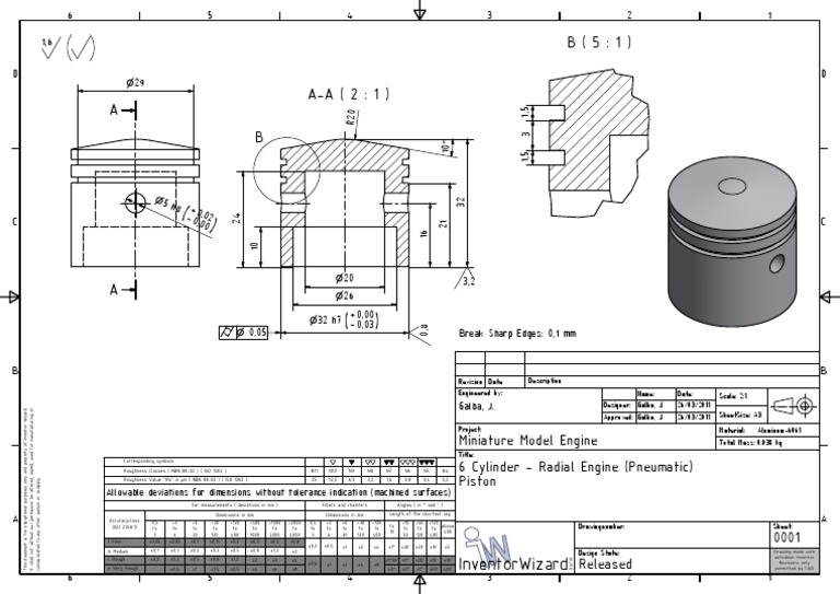 6-Cylinder Radial Engine Design | PDF | Engineering Tolerance ...