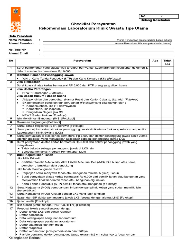 Persyaratan Izin Usaha Klinik Swasta | PDF