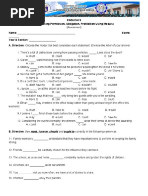 English 9 1st Assessment Pdf