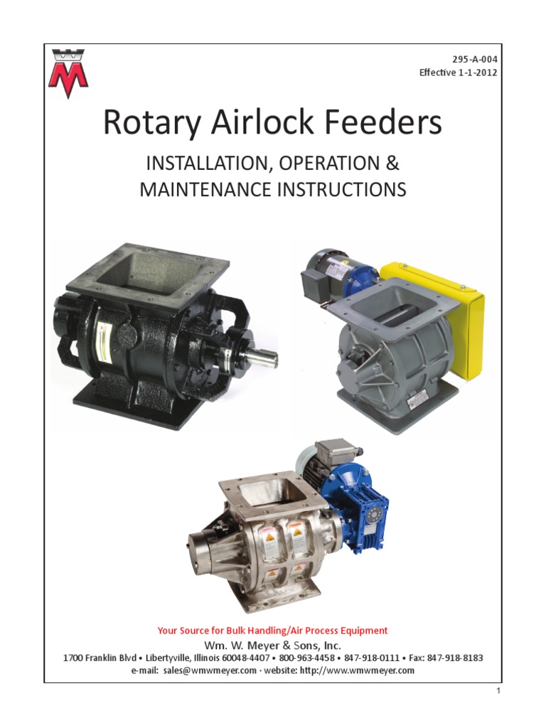 Rotary Airlock Feeders Installation, Operation & Maintenance