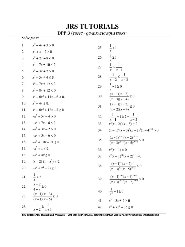 Quadratic Equation II | PDF | Mathematics | Equations