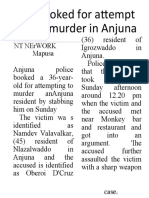 Anjuna Resident Booked For Attempting To Murder Another By Stabbing