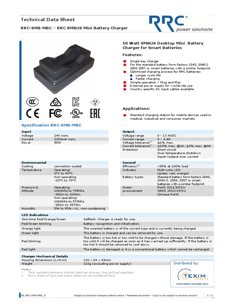 Smart Battery Charger Specs | PDF | Battery Charger | Power Supply
