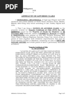 Affidavit of Adverse Claim: Republic of The Philippines) Marikina City) S.S. X - X