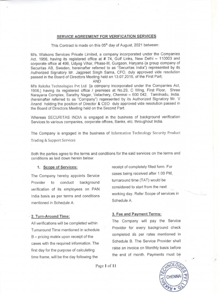 BGV Final Agreement | PDF