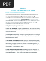 Module-III Analytical Tools in Sourcing, Pricing Analysis: Foreign Exchange Currency Management