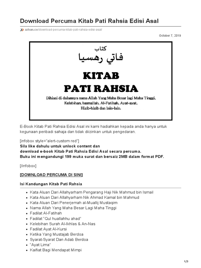 Download Kitab Pati Rahsia PDF Gratis | PDF