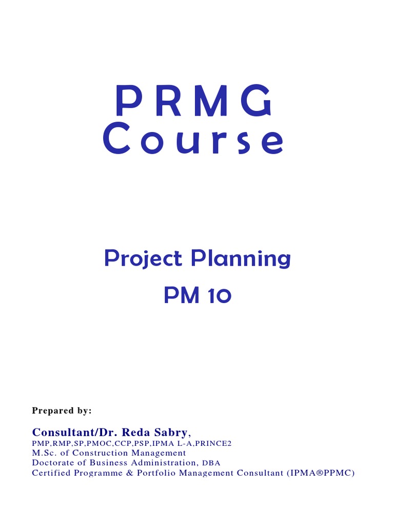 PRMG Course Project Planning Book PDF Project Management Business