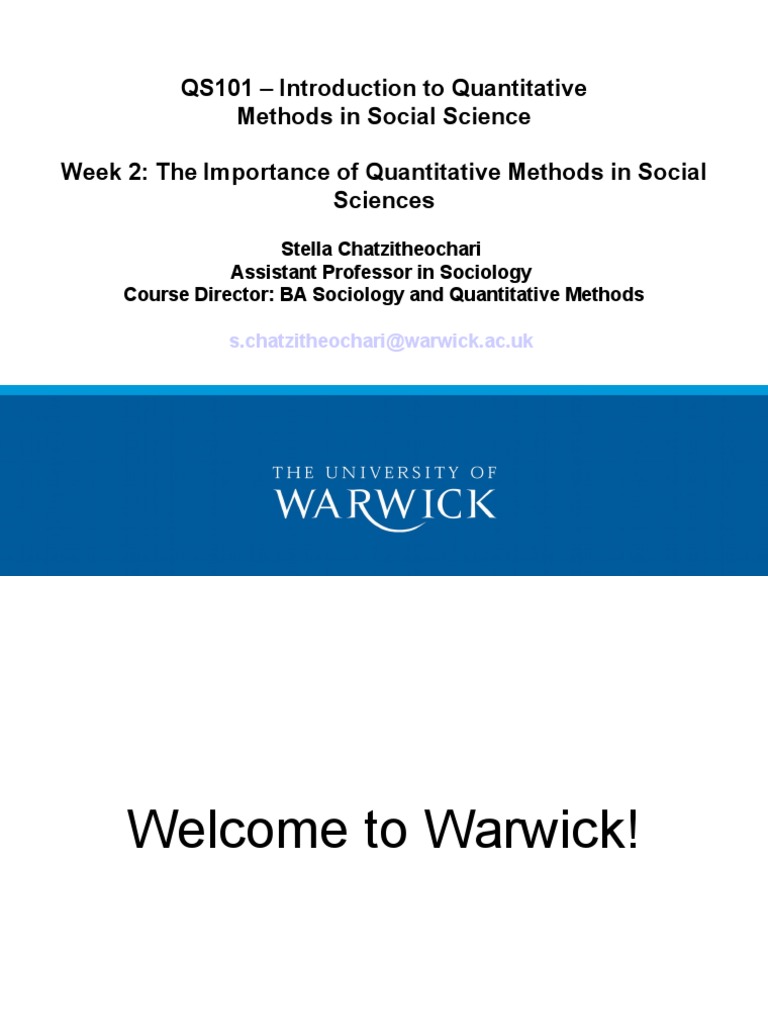 QS101 - Introduction To Quantitative Methods in Social Science Week 2 ...